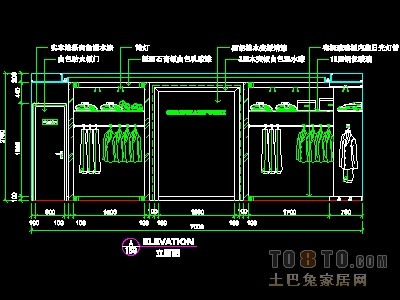 鞋帽店、服装店橱窗门面实套装修施工图纸、详图25套
