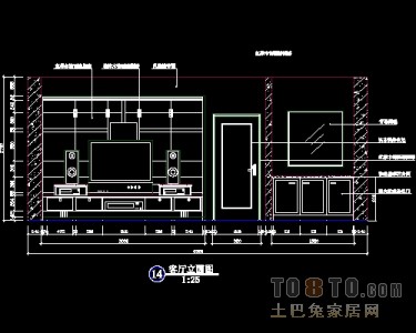 电视背景墙设计施工图免费下载22个
