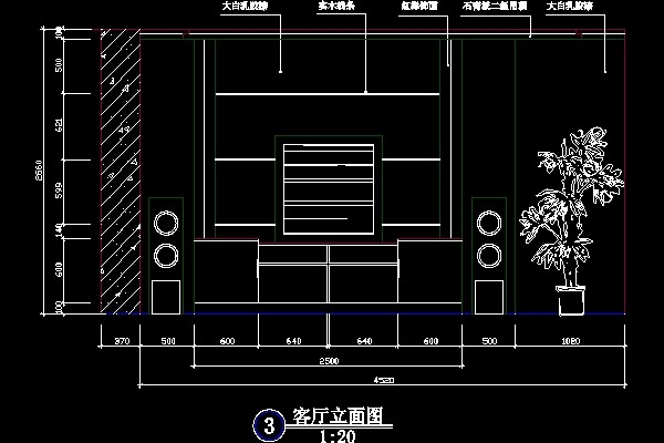 客厅背景墙cad施工图5--CAD空间素材