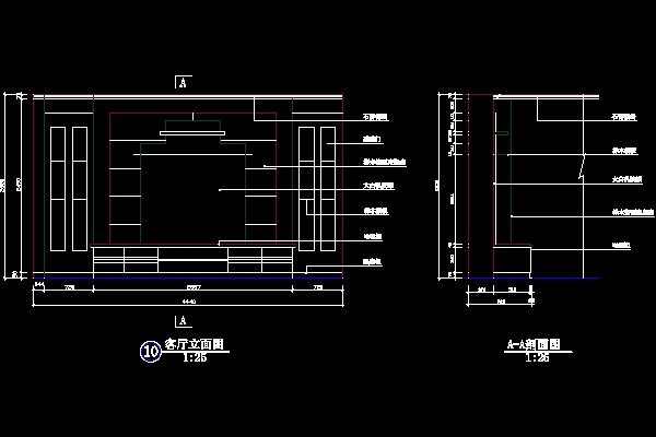 客厅背景墙cad施工图1--CAD空间素材