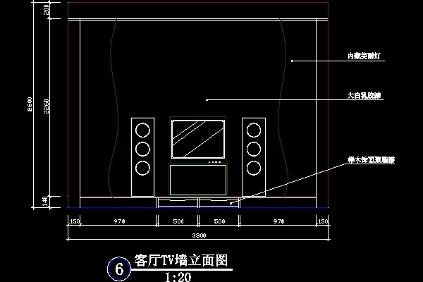 客厅背景墙cad施工图7--CAD空间素材