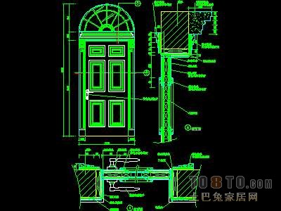 门图块007-单扇门详图、双扇门详图、木做门套32...