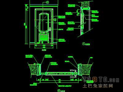 门图块007-单扇门详图、双扇门详图、木做门套32...