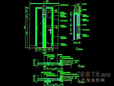 门图块007-单扇门详图、双扇门详图、木做门套32...