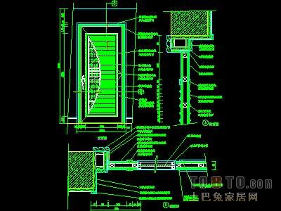 门图块007-单扇门详图、双扇门详图、木做门套32...