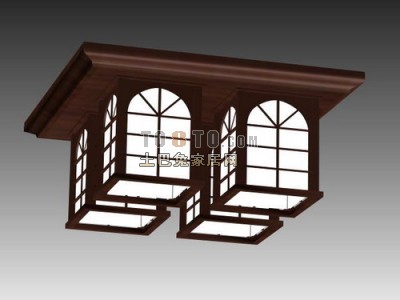 中式吸顶灯3d模型下载