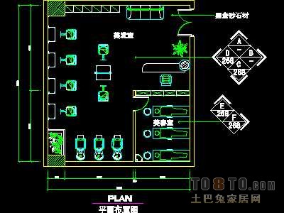 美容美发实套装修施工图纸、详图12套