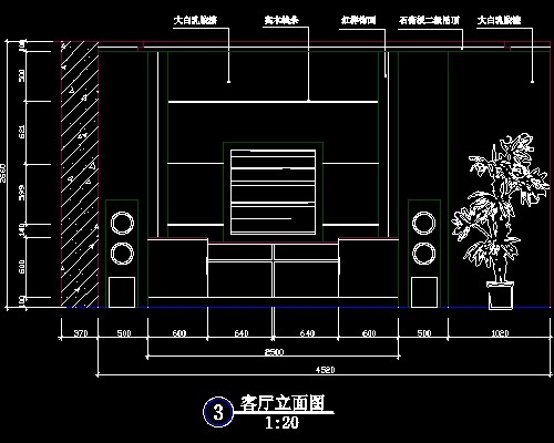 电视背景墙cad设计施工图17--CAD空间素材