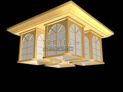 中式吸顶灯3d模型下载