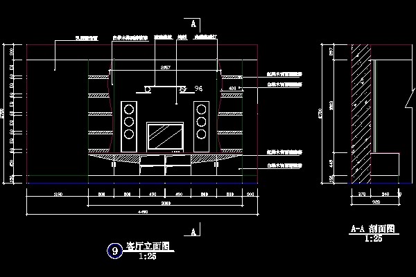 客厅背景墙cad施工图10--CAD空间素材