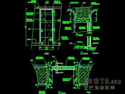 门图块007-单扇门详图、双扇门详图、木做门套32...
