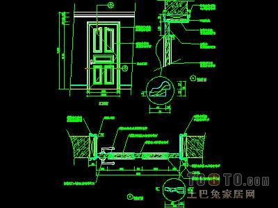 门图块007-单扇门详图、双扇门详图、木做门套32...