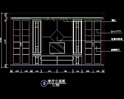 电视背景墙cad设计施工图19--CAD空间素材