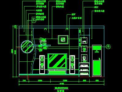 视听柜CAD祥图素材45--CAD空间素材