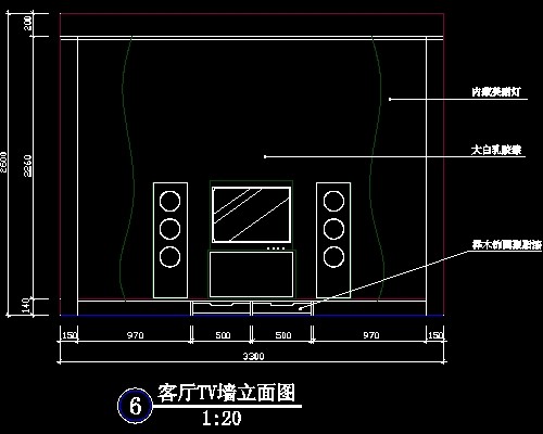 电视背景墙cad设计施工图20--CAD空间素材