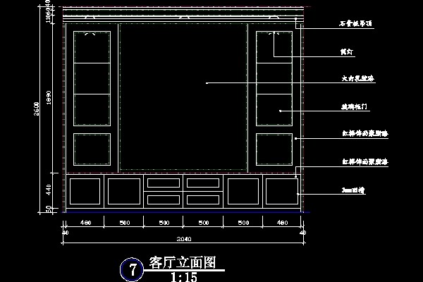 客厅背景墙cad施工图8--CAD空间素材