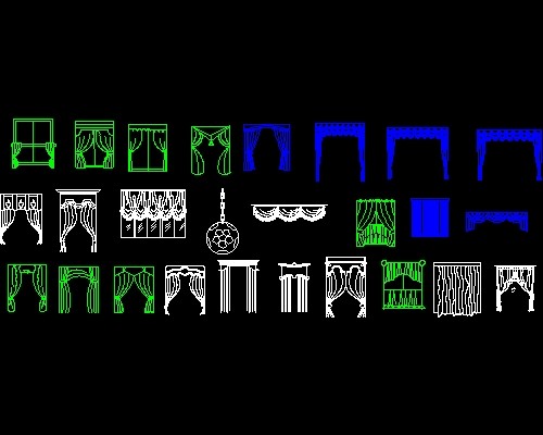 室内窗帘CAD图块素材--CAD图块素材