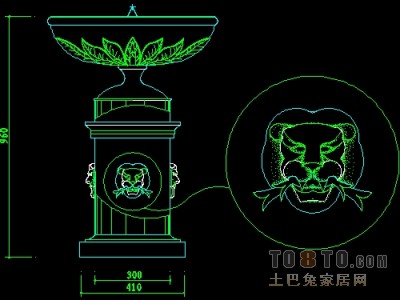 饰物陈设图纸素材010-喷泉4套