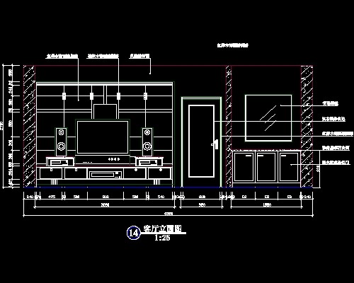 电视背景墙cad设计施工图6--CAD空间素材