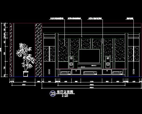 电视背景墙cad设计施工图15--CAD空间素材