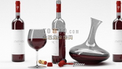 酒杯酒瓶3d模型下载