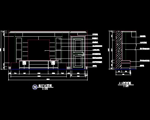 电视背景墙cad设计施工图14--CAD空间素材