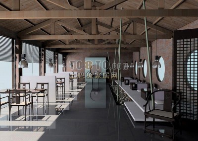 酒店餐厅3d模型下载