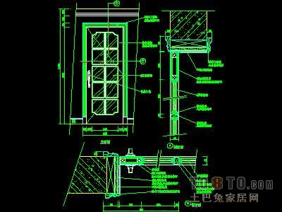 门图块007-单扇门详图、双扇门详图、木做门套32...